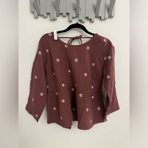 Madewell chocolate brown long sleeve top